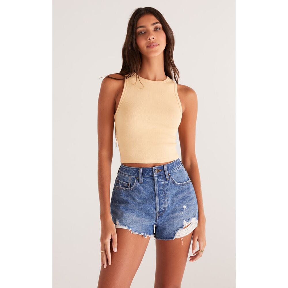 Z Supply Hannah Cropped Rib Tank - Sun Fade NWT SIZE L